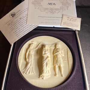 1979 1st Edition Vtg Handcarved Alabaster La Scala Grand Opera "AIDA" Plate NIB